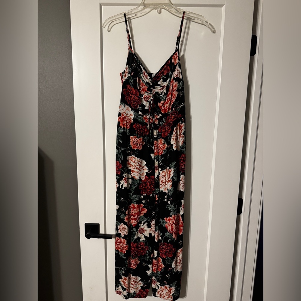 Xhilaration Black and Red Floral Maxi Dress